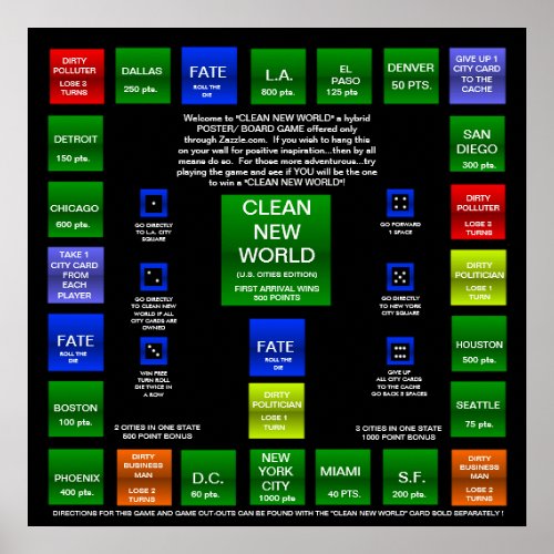 CLEAN NEW WORLD BOARD GAME US EDITION POSTER