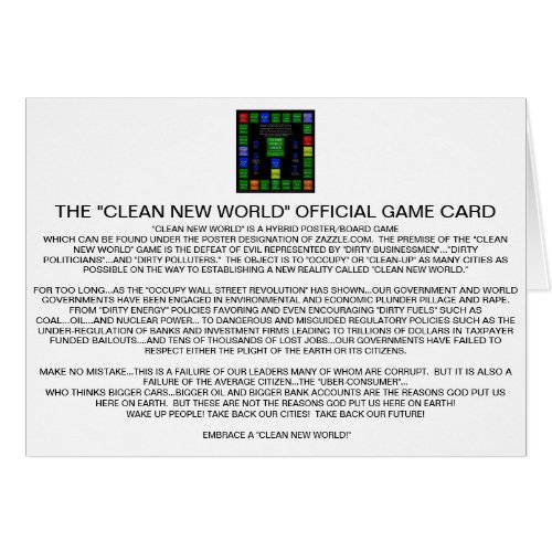 CLEAN NEW WORLD GAME CARD US EDITION