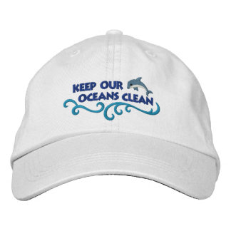 Clean Oceans Embroidered Baseball Hat
