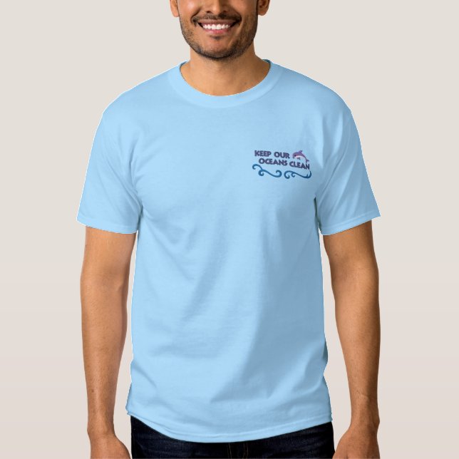 Clean Oceans Embroidered T-Shirt (Front)