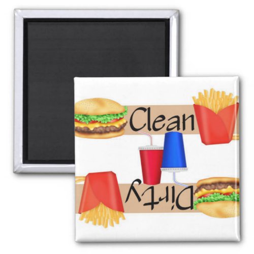 Clean or Dirty Burgers and Fries Dishwasher Magnet