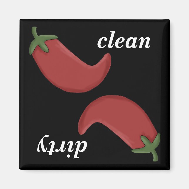 Clean or Dirty Chili Peppers Dishwasher Magnet (Front)