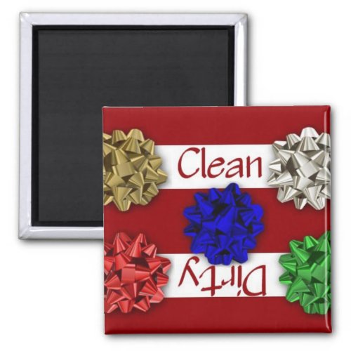 Clean or Dirty Christmas Bows Dishwasher Magnet
