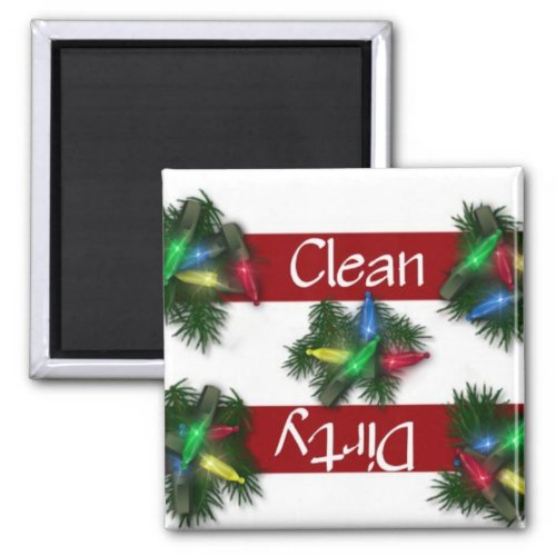 Clean or Dirty Christmas Lights Dishwasher Magnet