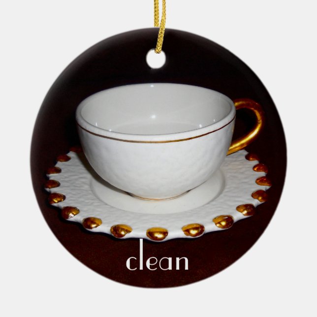 Clean or Dirty dishes sign for Dishwasher Ceramic Ornament (Front)