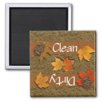 Clean or Dirty Fall Leaves Dishwasher Magnet