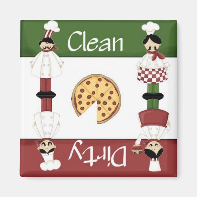 Clean or Dirty Italian Chef Dishwasher Magnet (Front)
