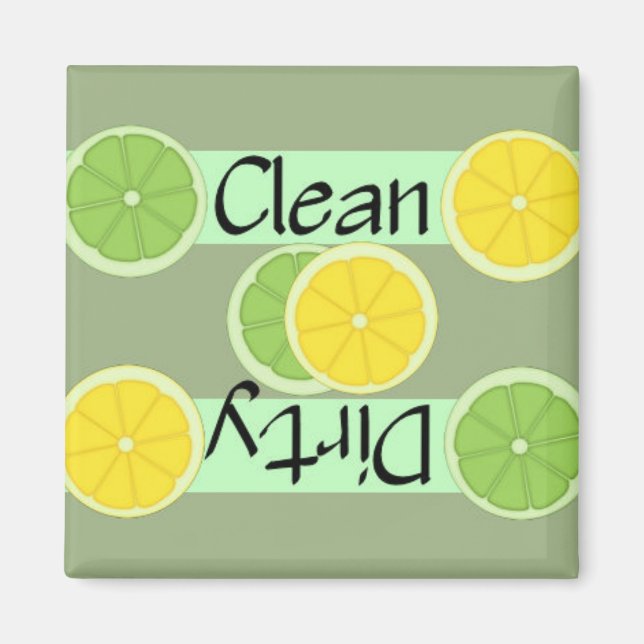 Clean or Dirty Limes and Lemons Dishwasher Magnet (Front)