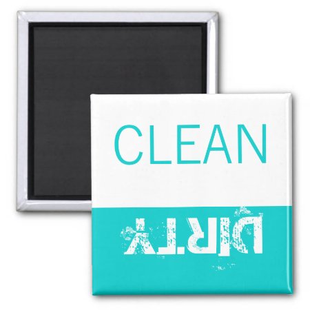 Clean Or Dirty Magnets Dishwasher Labels Aqua Blue