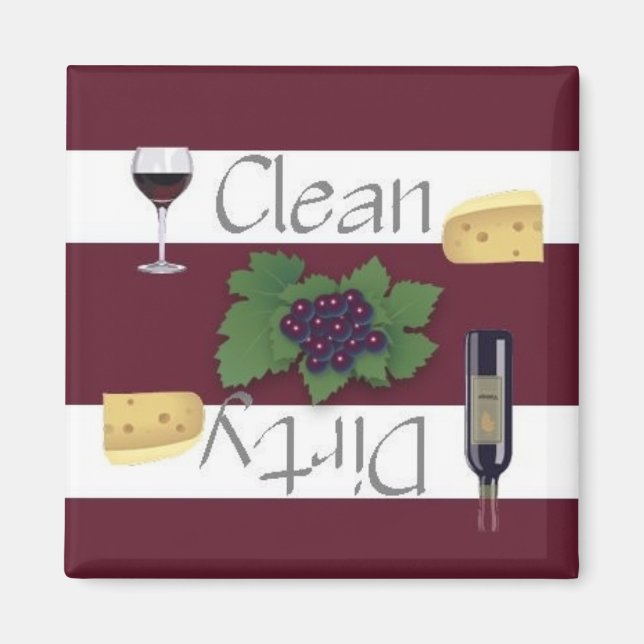 Clean or Dirty Wine Dishwasher Magnet (Front)
