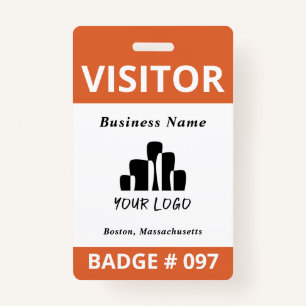 Clean Orange White Visitor Logo Template Badge