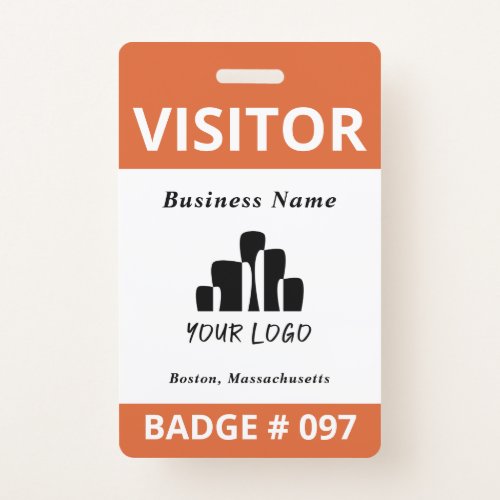 Clean Orange White Visitor Logo Template Badge
