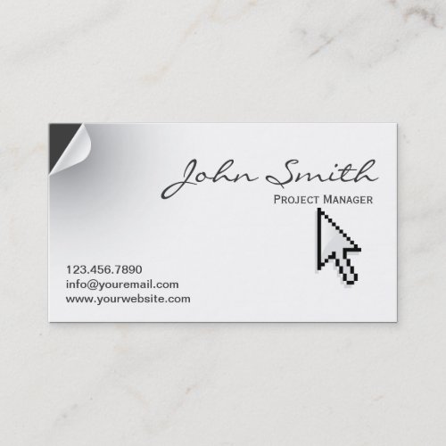 Clean Page Curl &amp; Arrow Cursor Business Card