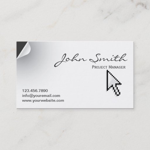 Customizable Clean Page Curl &amp; Arrow Cursor Business Card