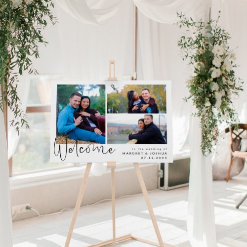 Clean Photo Collage Wedding Welcome Foam Board