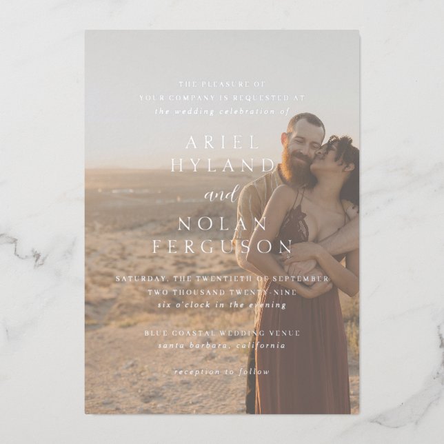 Clean Photo Modern Wedding Foil Invitation (Front)