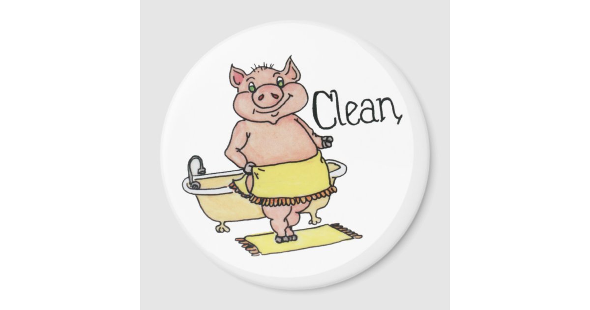 Clean/Dirty Little Pig Dishwasher Magnet, Zazzle