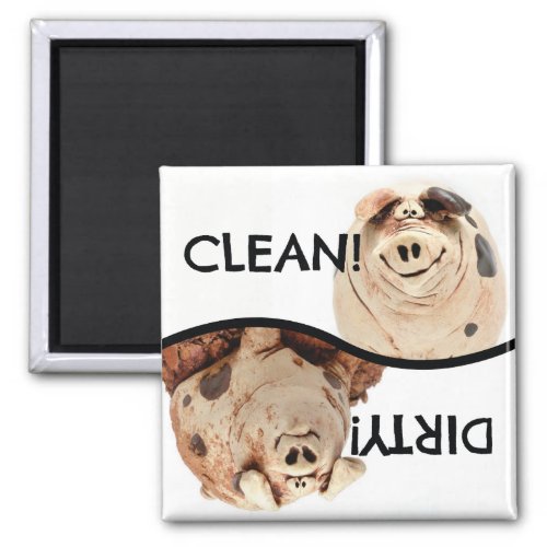 Clean Piggy and Dirty Piggy dishwasher magnet