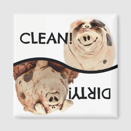 Clean Piggy and Dirty Piggy dishwasher magnet