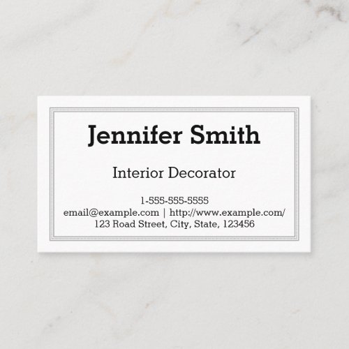Clean  Plain Interior Decorator Business Card