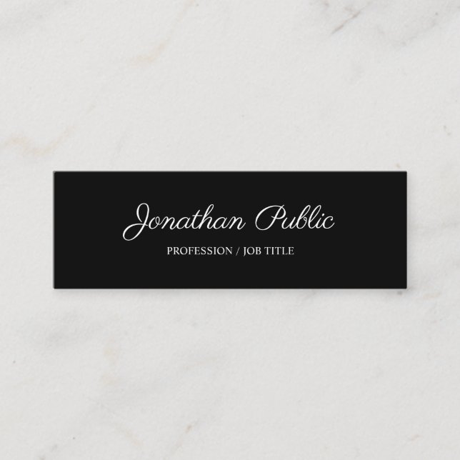 Clean Plain Modern Black Design Trending Chic Mini Business Card (Front)