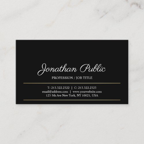 Clean Plain Modern Black Gold Design Sophisticated Business Card