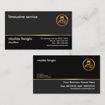 Clean Plain Simple Professional Modern Chauffeur Business Card 