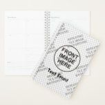 Clean Planner<br><div class="desc">Add your text and / or images. Template with custom fields for tile pattern background, front and back image and text.</div>