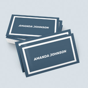 Clean Professional Blue & White Branding Script Business Card