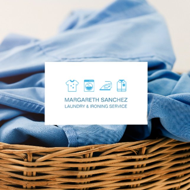 CLEAN Professional Laundry & Ironing Service Business Card (Creator Uploaded)