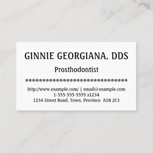 Clean  Professional Prosthodontist Business Card