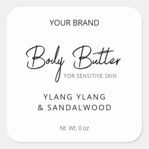 Clean Professional White Body Butter Labels