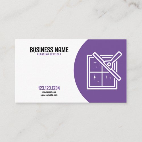 Clean Purple and White Squeegee Window Cleaning Business Card
