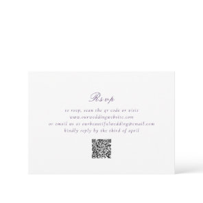 Clean Purple QR Code Elegant Wedding RSVP Card