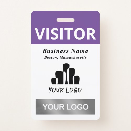 Clean Purple White Visitor 2 Logos Template Badge