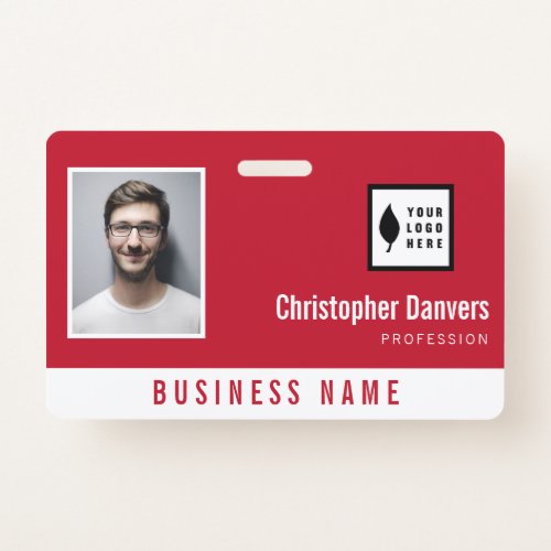 Clean Red Add Your Logo Office Employee Badge