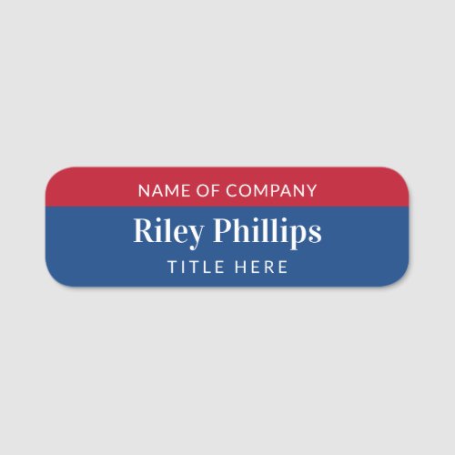 Clean Red  Blue Company Name Title Name Tag