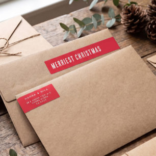 Clean Red Christmas Address Wrap Around Label
