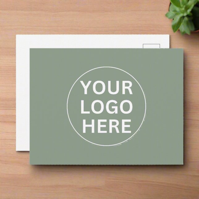 Clean Sage Green Professional Business Logo  Postcard (Creator Uploaded)
