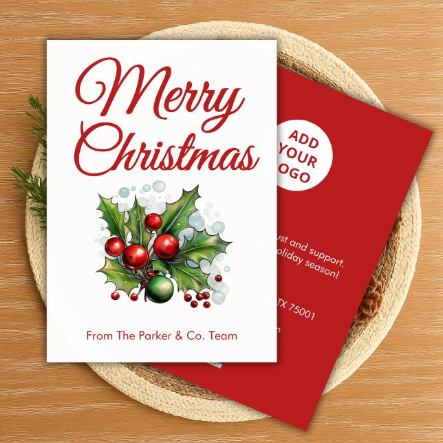 Clean Script Christmas Card | Add Company Name (Creator Uploaded)