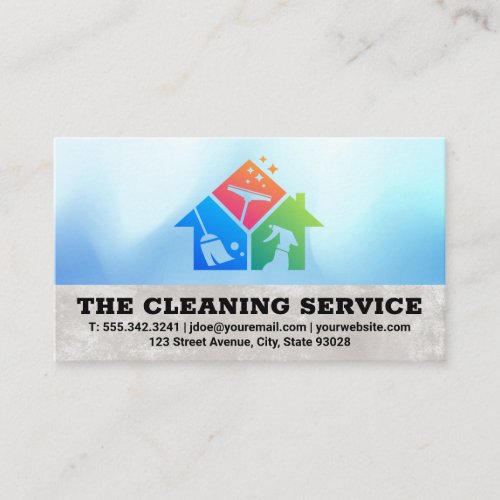 Clean Service  Cleaning Supplies Home Logo Business Card
