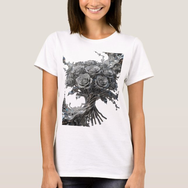 Clean Silver ABSTRACT ART Statement Tee (Front)