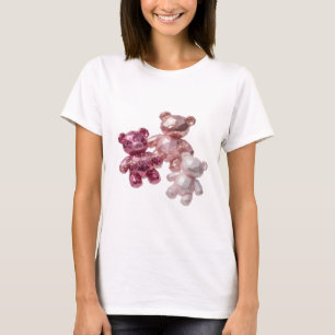 Clean Silver THREE PINK TEDDY BEARS Print T-Shirt