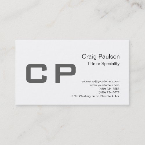 Clean Simple Grey Monogram Business Card