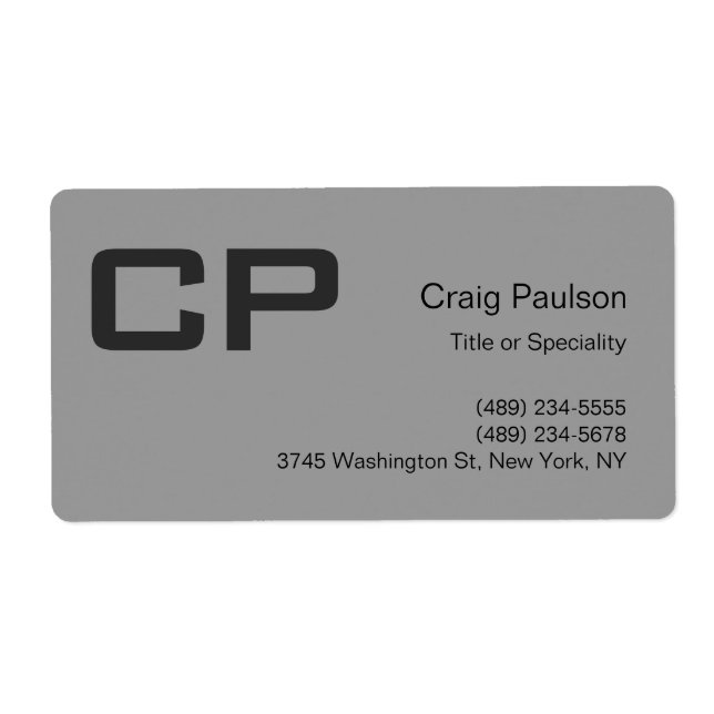 Clean Simple Grey Monogram Modern Business Label (Front)