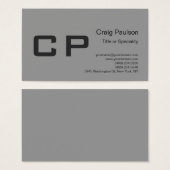 Clean Simple Grey Monogram Modern Profile Card (Front & Back)