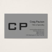 Clean Simple Grey Monogram Modern Profile Card (Front)