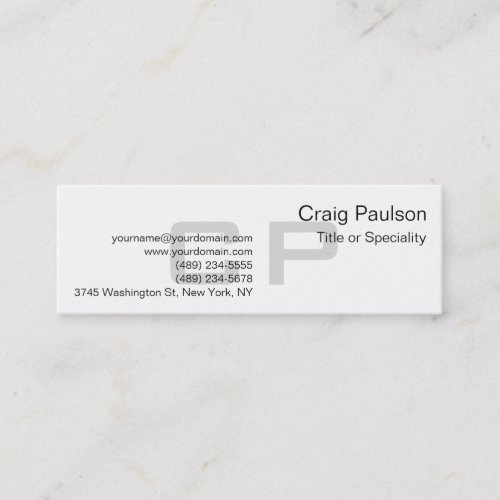 Clean Simple Grey Monogram Slim Business Card