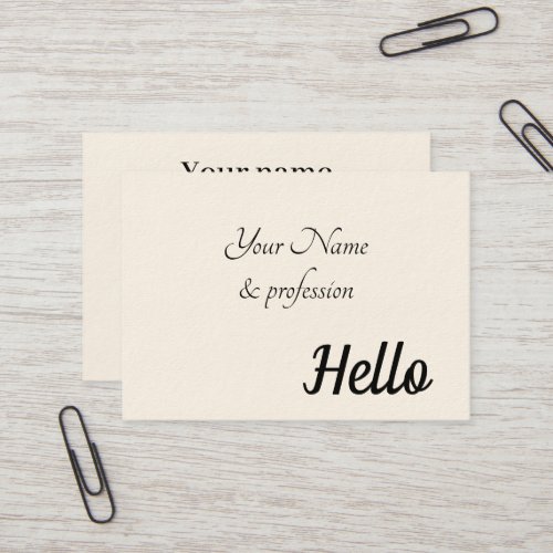 clean simple ivory hello Business Card