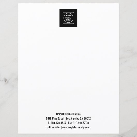 Clean Simple Logo Text Professional letterhead (Front)